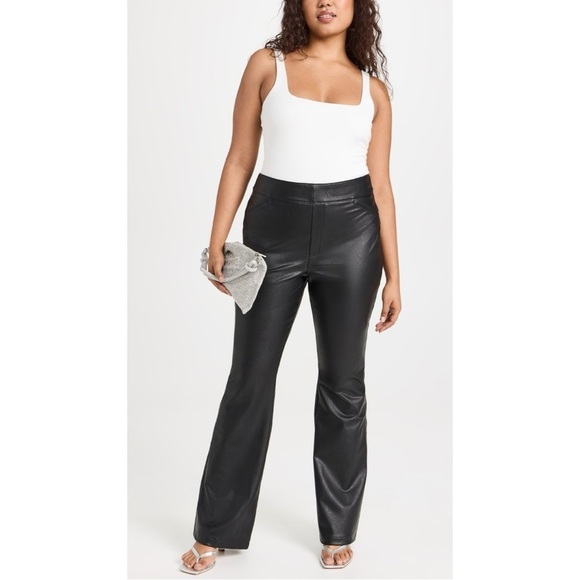 Spanx Faux Leather Flare Pant Black Pull On High Elastic Waistband Edgy Plus 3X - Picture 14 of 14
